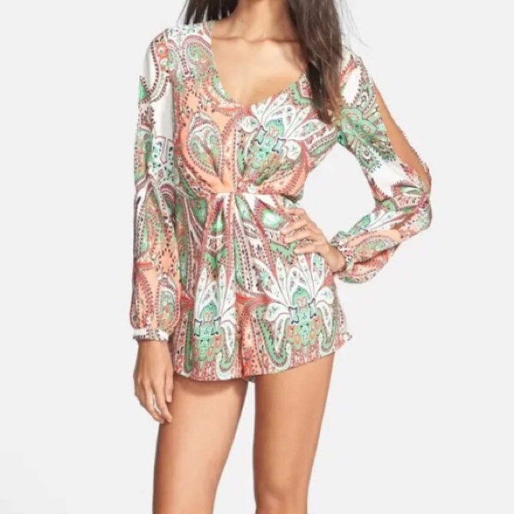Filtre Paisley Split Long Sleeve Romper Small